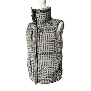 Max Studio London Womens Puffer Vest Size Small Green Black Pockets $188